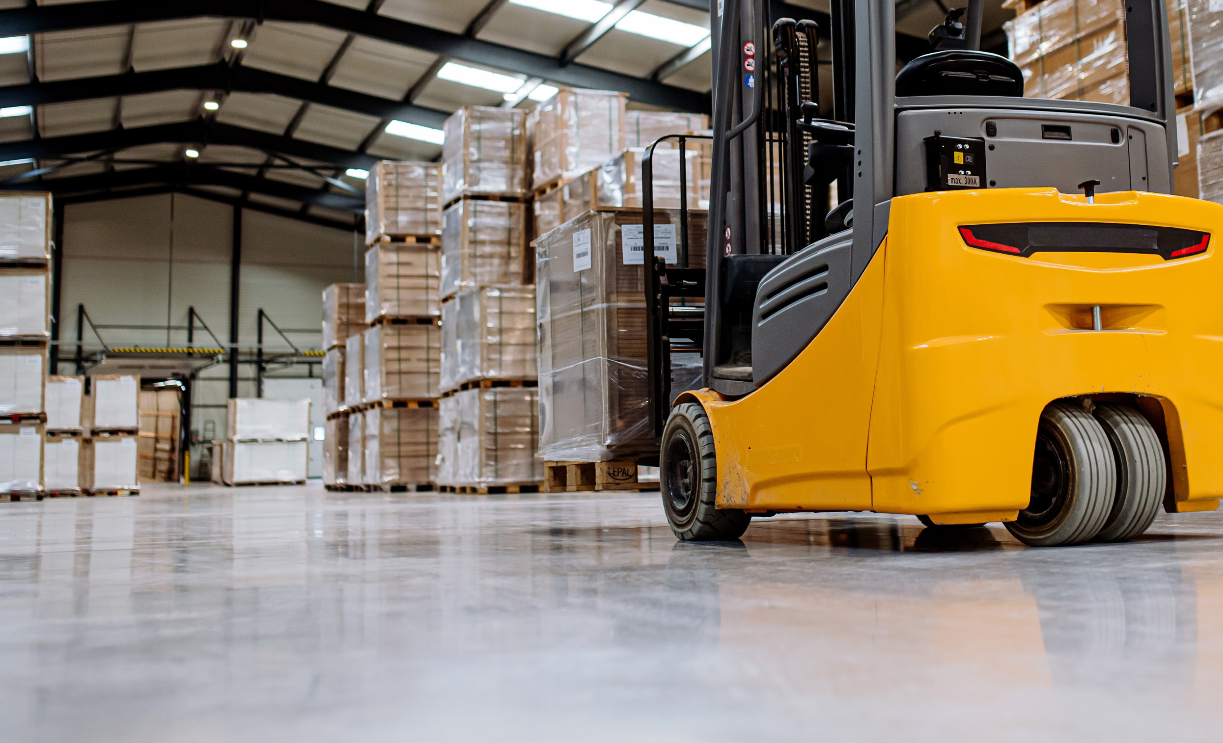Warehouse with forklift