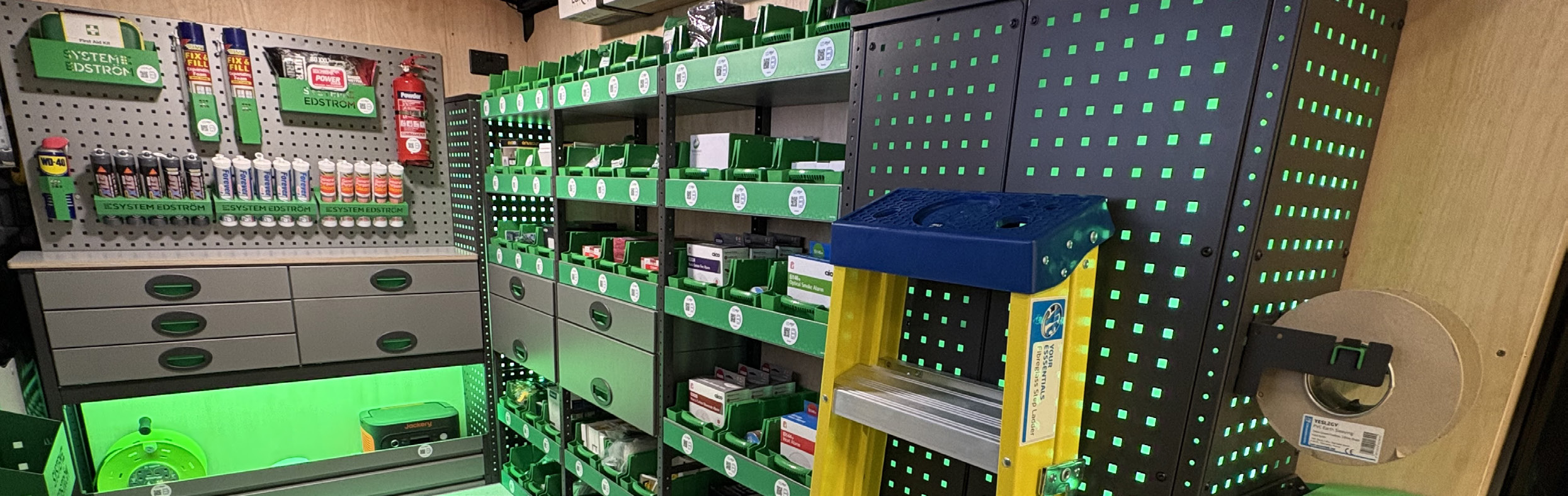 Organised van stock shelving